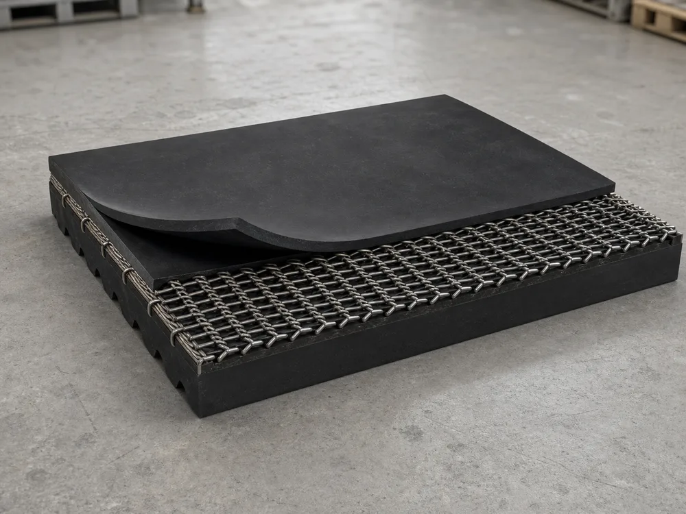 Representative IW/SW steel mesh conveyor belt render