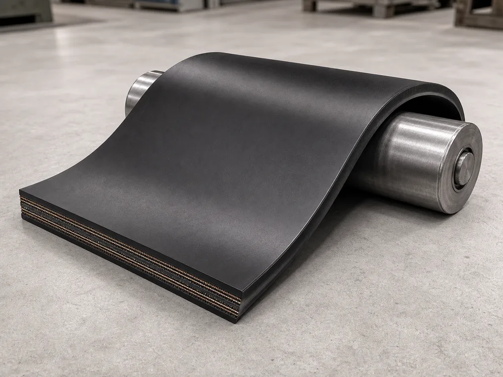 Representative low rolling resistance conveyor belt render