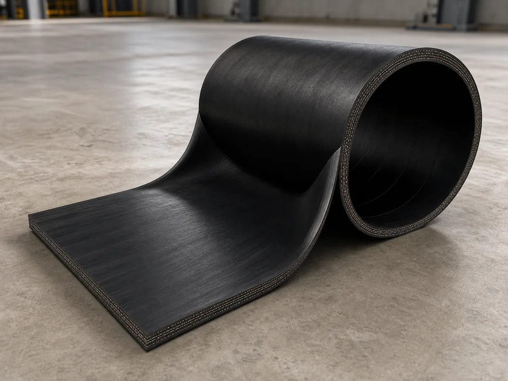 Representative pipe conveyor belt render
